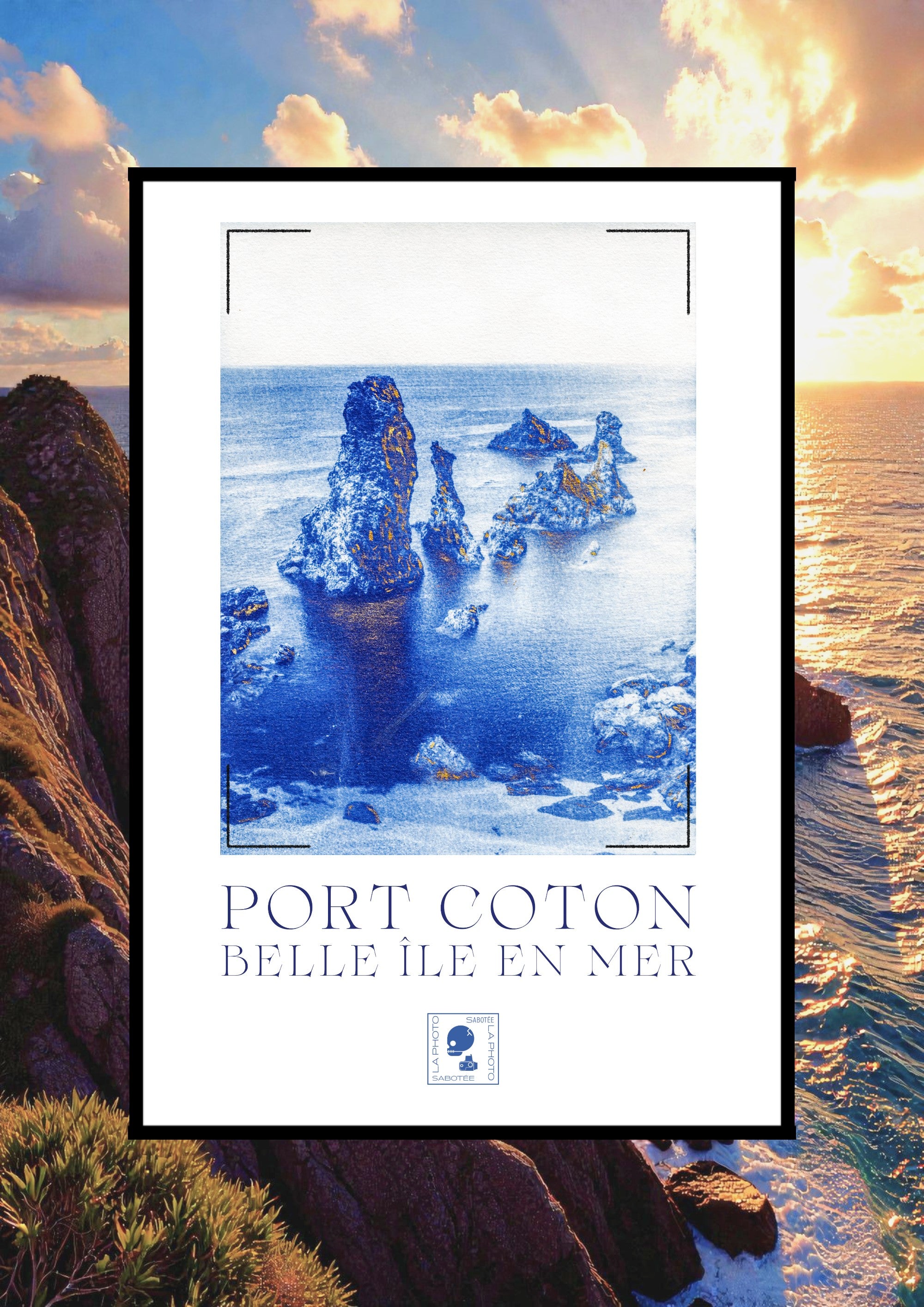 Affiche Cyanotypée (sans cadre) – Aiguilles de Port‑Coton