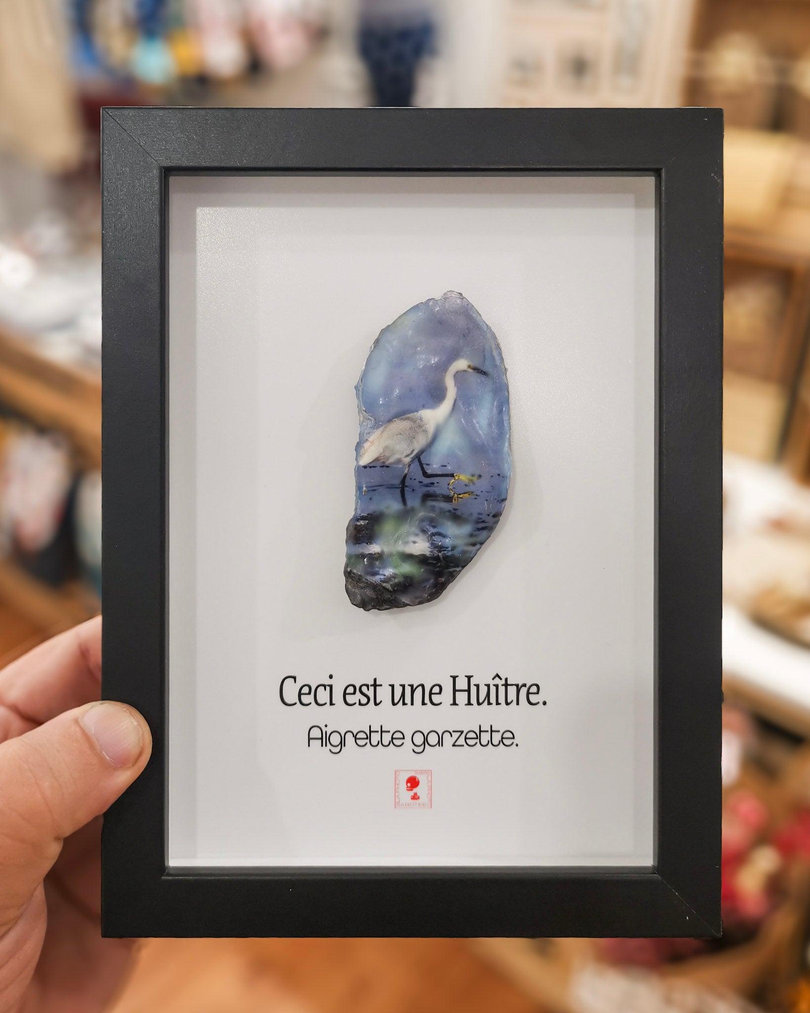 Huître Photographique – Aigrette garzette – Cadre Art Box 13x18 cm