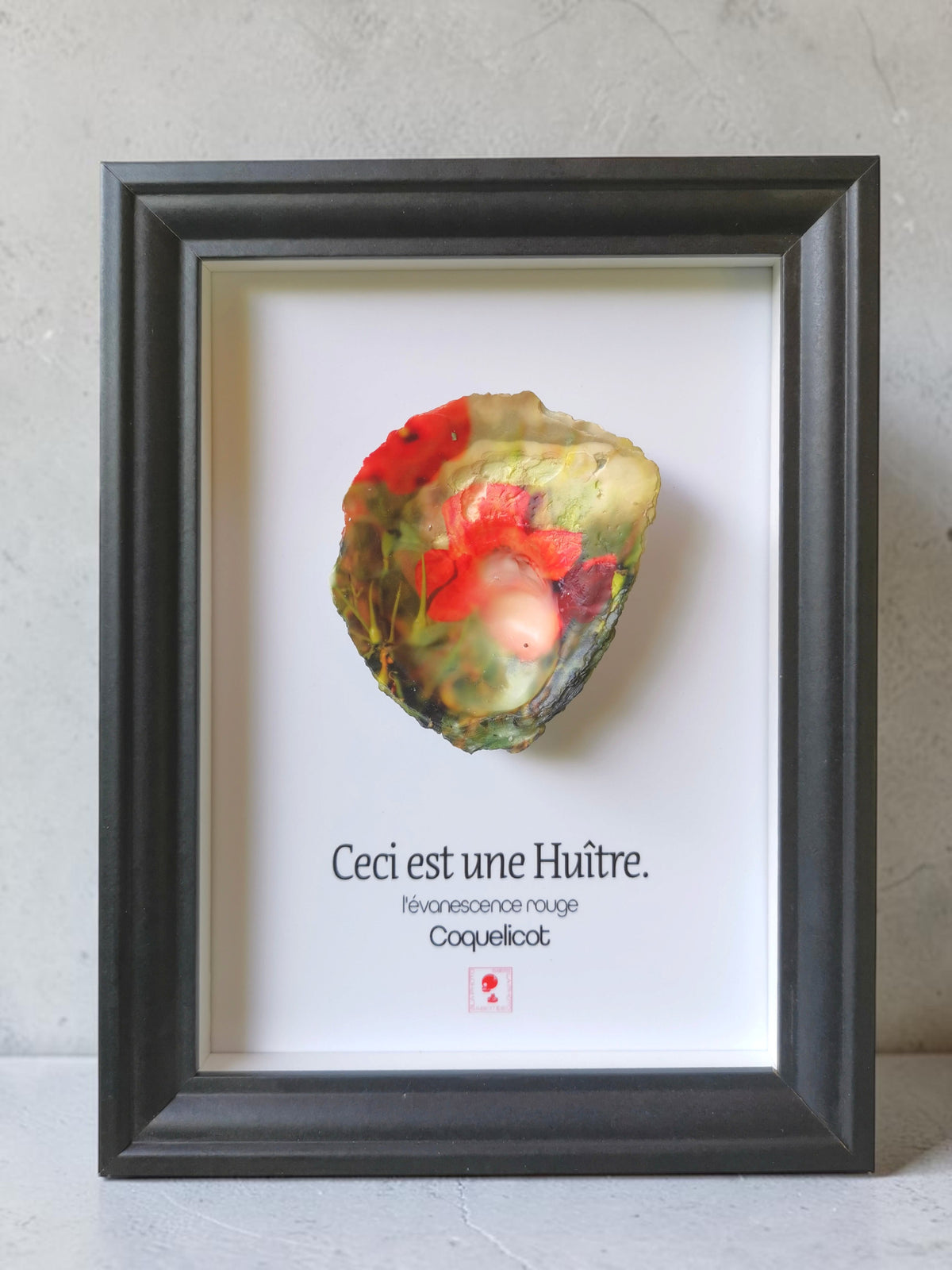 Huître Photographique – Coquelicot – Cadre Art Box 13x18 cm