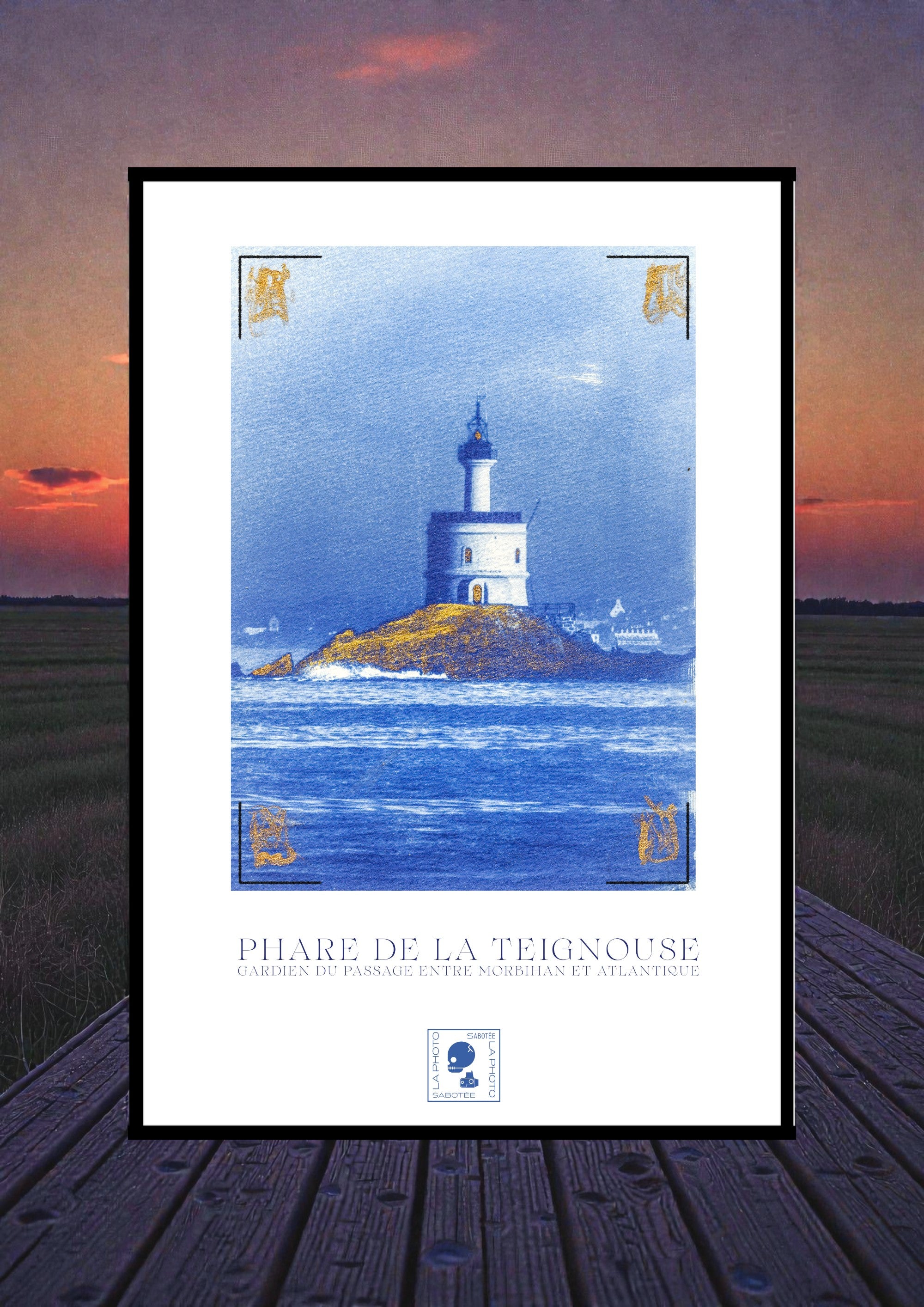 Affiche Cyanotypée (sans cadre) – Phare de La Teignouse