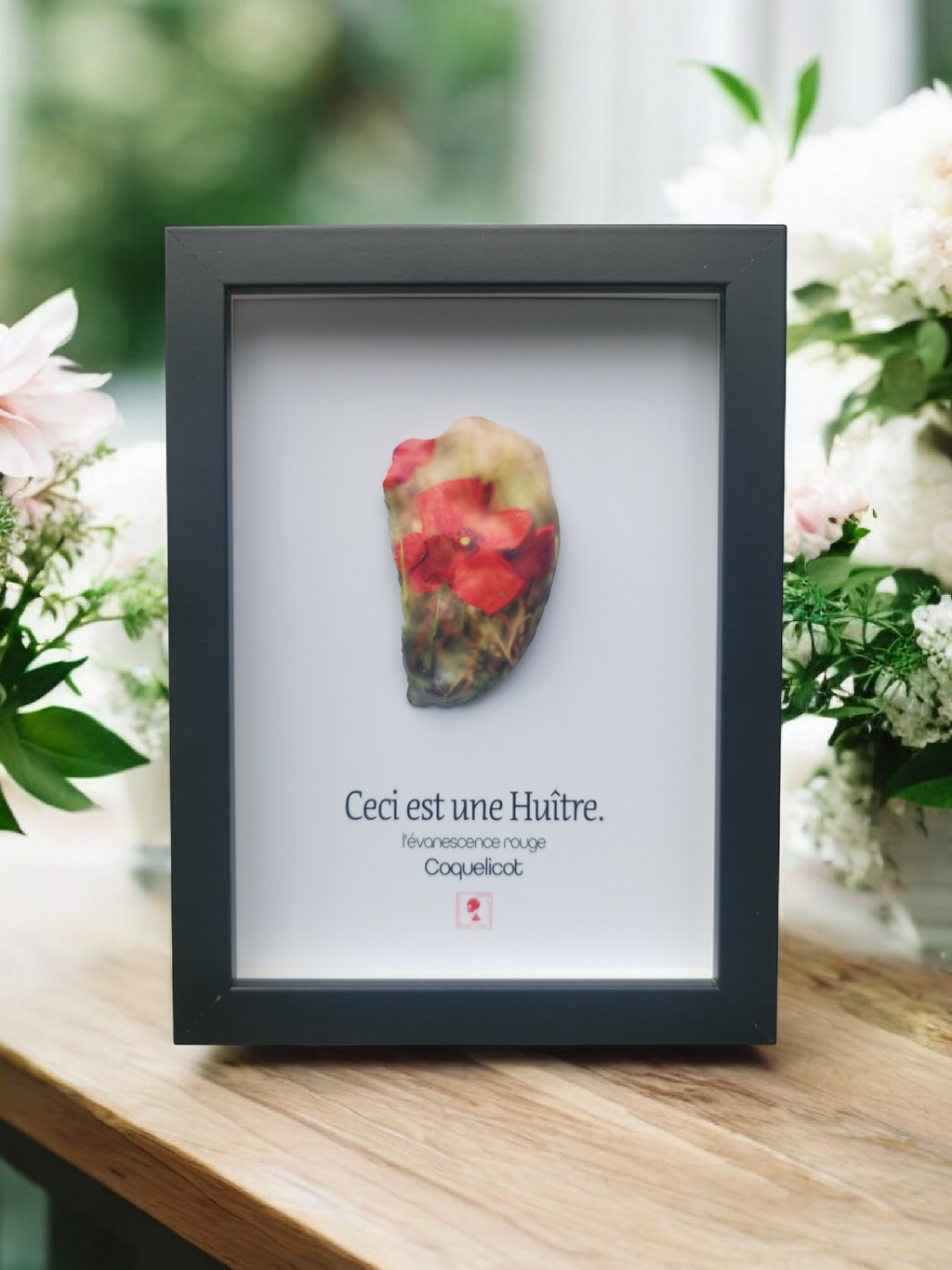 Huître Photographique – Coquelicot – Cadre Art Box 13x18 cm
